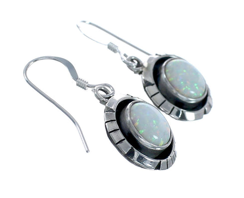 Native American Navajo Sterling Silver Opal Hook Dangle Earring JX128397
